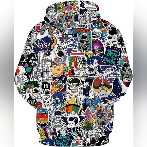 New Men's Graphic Drawstring Hoodie Sweater Multiple Sizes - Picture 3 of 5